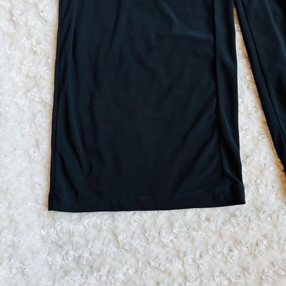 NY Collection Womens Black Cropped Wide Leg Pants Petite Medium Gauchos Palazzos - Picture 4 of 10